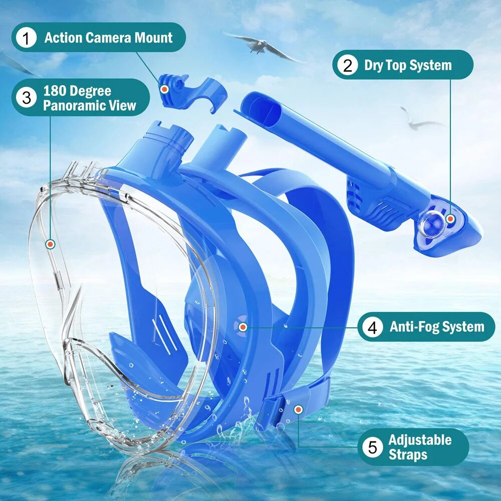 Underwater Snorkeling Full Fac - Snorkel Mask Full Face ulasan dan harga