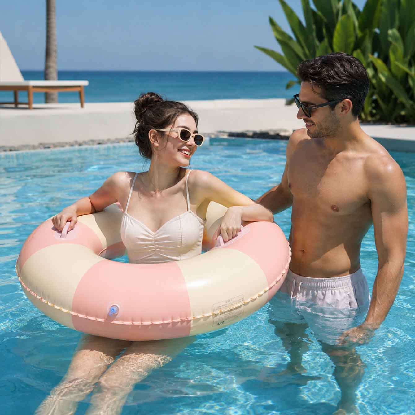 1PC Inflatable Swim Ring with  - Pool Float Ring Inflatable ulasan dan harga
