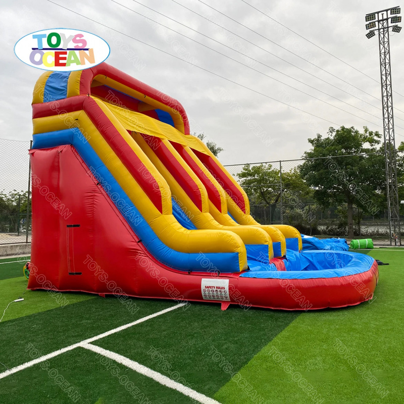 Red Yellow Blue Triple Lane In - Water Slide Inflatable ulasan dan harga